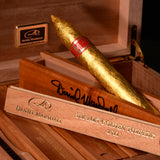 DM 24kt Red Label Golden Torpedo set of 5 in Precious Burl Desk-Travel Humidor