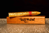 DM 24kt Red Label Golden Torpedo set of 5 in Precious Burl Desk-Travel Humidor