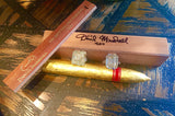 DM 24kt Red Label Golden Torpedo set of 5 in Precious Burl Desk-Travel Humidor