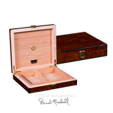 AUTOGRAPHED DANIEL MARSHALL DESK-TRAVEL HUMIDOR IN PRECIOUS BURL