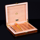 AUTOGRAPHED DANIEL MARSHALL DESK-TRAVEL HUMIDOR IN PRECIOUS BURL