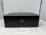 FACTORY FLOOR SALE ITEM #2587 AMBIENTE 125 BLACK MATTE WITH SILVER PAINTED EDGES PRIVATE STOCK HUMIDOR