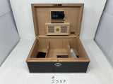 FACTORY FLOOR SALE ITEM #2587 AMBIENTE 125 BLACK MATTE WITH SILVER PAINTED EDGES PRIVATE STOCK HUMIDOR