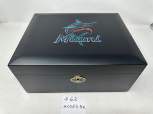 FACTORY FLOOR SALE #62 RARE Autographed "Miami Marlin's Humidor" by Daniel Marshall BLACK MATTE FOR 65 CIGARS