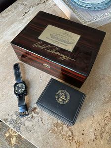 Museum Archive # 625 Autographed Arnold Schwarzenegger " Tank Watch 331" by Daniel Marshall with M-47 MACASSAR EBONY HUMIDOR