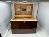 AUTOGRAPHED DANIEL MARSHALL LIMITED EDITION 500 CIGAR HUMIDOR IN BURL WITH 4 LIFT OUT TRAYS