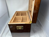 AUTOGRAPHED DANIEL MARSHALL LIMITED EDITION 500 CIGAR HUMIDOR IN BURL WITH 4 LIFT OUT TRAYS