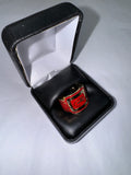 DM 24KT GOLD COVERED CIGAR RING WITH HAND ENAMELING IN RING BOX