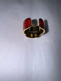 DM 24KT GOLD COVERED CIGAR RING WITH HAND ENAMELING IN RING BOX