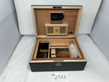 FACTORY FLOOR SALE #2561 - AS IS -BLACK MATTE 125 CIGAR HUMIDOR  WITH LIFT OUT TRAY 20125.5TK BY DANIEL MARSHALL PRIVATE STOCK HUMIDOR