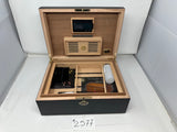 FACTORY FLOOR SALE #2577 - AS IS -BLACK MATTE 125 CIGAR HUMIDOR  WITH LIFT OUT TRAY 20125.5TK BY DANIEL MARSHALL PRIVATE STOCK HUMIDOR