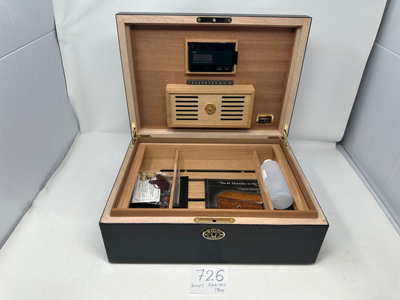 FACTORY FLOOR SALE #722 - AS IS -BLACK MATTE 125 CIGAR HUMIDOR  WITH LIFT OUT TRAY 20125.5TK BY DANIEL MARSHALL PRIVATE STOCK HUMIDOR