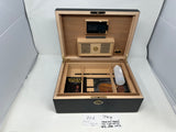 FACTORY FLOOR SALE #744 - AS IS -BLACK MATTE 125 CIGAR HUMIDOR  WITH LIFT OUT TRAY 20125.5TK BY DANIEL MARSHALL PRIVATE STOCK HUMIDOR