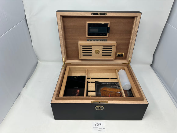 FACTORY FLOOR SALE #767 - AS IS -BLACK MATTE 125 CIGAR HUMIDOR  WITH LIFT OUT TRAY 20125.5TK BY DANIEL MARSHALL PRIVATE STOCK HUMIDOR
