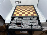 FACTORY FLOOR SALE ITEM #785 DM'S PERSONAL CHESS SET WITH LEATHER EDGES