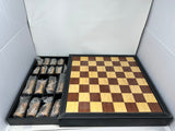 FACTORY FLOOR SALE ITEM #785 DM'S PERSONAL CHESS SET WITH LEATHER EDGES