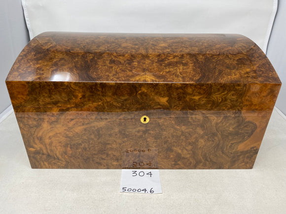 FACTORY FLOOR SALE #304 -RARE FROM DM MUSEUM ARCHIVES - MADE FOR THE FAMOUS FOREST LAWN MEMORIAL PARK - WALNUT BURL TRIBUTE CHEST DOME TOP BY DANIEL MARSHALL