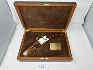FACTORY FLOOR SALE #615 - RARE FROM DM ARCHIVES MACASSAR EBONY REAL ANTIQUE FLINTLOCK PISTOL AND CASE BY DANIEL MARSHALL