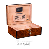 AUTOGRAPHED DANIEL MARSHALL 125 HUMIDOR BURL WITH LIFT OUT TRAY INSTALLED