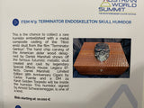 Auction item: "Terminator Endoskeleton Skull Humidor" by Daniel Marshall filled with DM XXXVIII Anniversary Cigars by Carlos Fuente