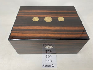 FACTORY FLOOR SALE #127 - RARE 1 OF 1 DM ARCHIVES MUSEUM AMERICANA COLLECTION- 100 CIGAR HUMIDOR 30100.2 WITH INLAYED SILVER US COINS BY DANIEL MARSHALL