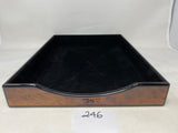 FACTORY FLOOR SALE #246 - RARE DM BURL BLACK SUEDE LINED LETTER TRAY MADE FOR LUXURY HOUSE ALFRED DUNHILL AND TIFFANY AND CO