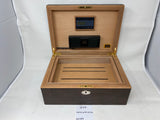 FACTORY FLOOR SALE #206 -165 CIGAR HUMIDOR HAND CARVED WITH STERLING SILVER OVAL PLAQUE FOR ENGRAVING BY DANIEL MARSHALL