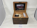 FACTORY FLOOR SALE #103 - FROM DM MUSEUM DM PRIVATE ARCHIVES - ARTIST PROOF- MADE FOR DIRECTOR TONY SCOTT- PHOTO FRAME INSTALLED IN LID- 100 PRECIOUS BURL TALL CIGAR HUMIDOR DM100 BY DANIEL MARSHALL