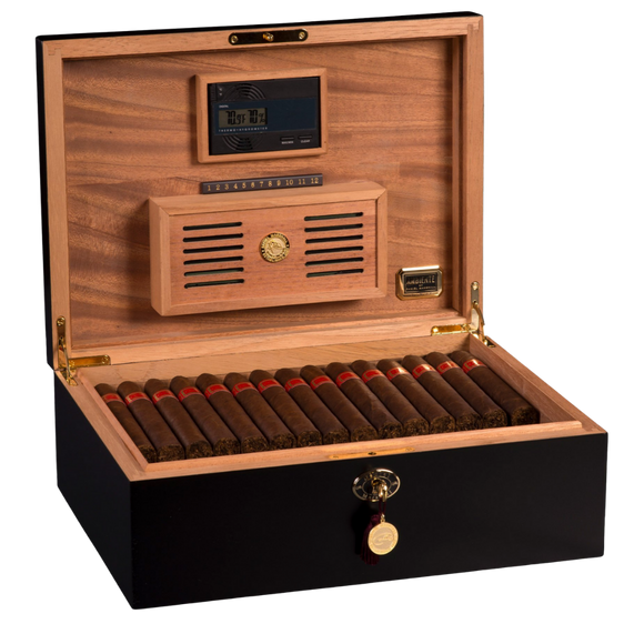 AMBIENTE BY DANIEL MARSHALL 125 HUMIDOR IN BLACK MATTE PRIVATE STOCK HUMIDOR