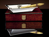 DM 24kt Red Label Golden Torpedo set of 5 in Precious Burl Desk-Travel Humidor